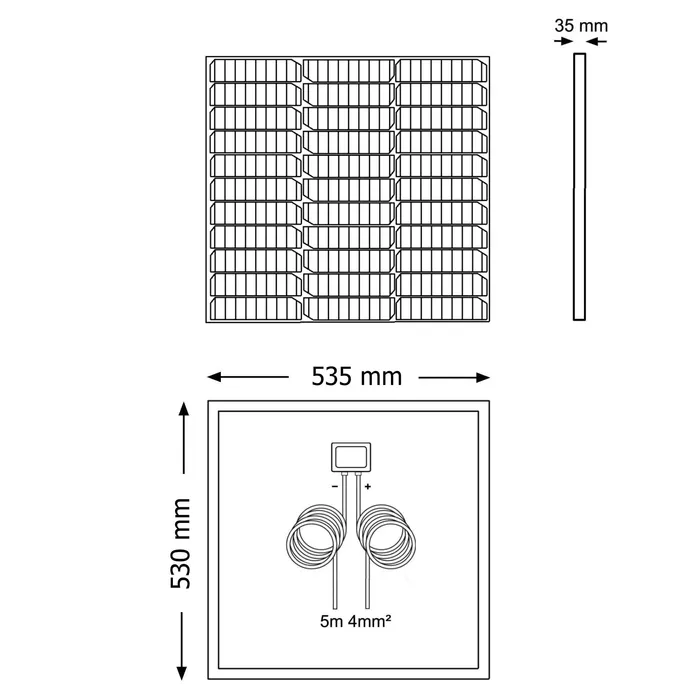 Medidas Panel Solar 50W 12V