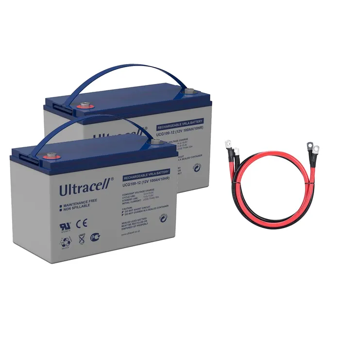 2 baterias ultracell-100ah 12v con cableado viasolar