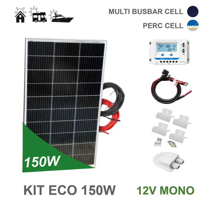 kit solar 150w 12v furgoneta camper viasolar