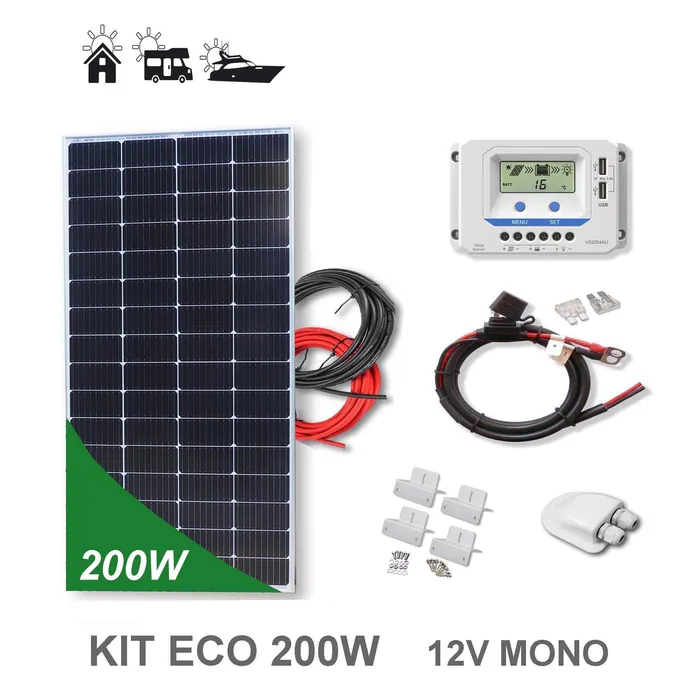Kit Solar 200W estructura montaje camper autocaravana