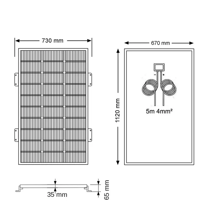 medidas kit solar 150w 12v furgoneta camper viasolar