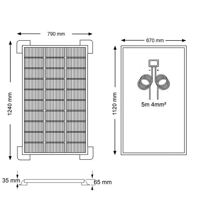Medidas Kit Solar 150W Camper Autocaravana