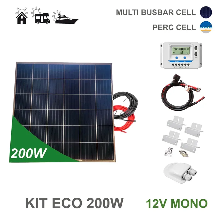 kit solar 200w 12v cuadrado furgoneta camper viasolar