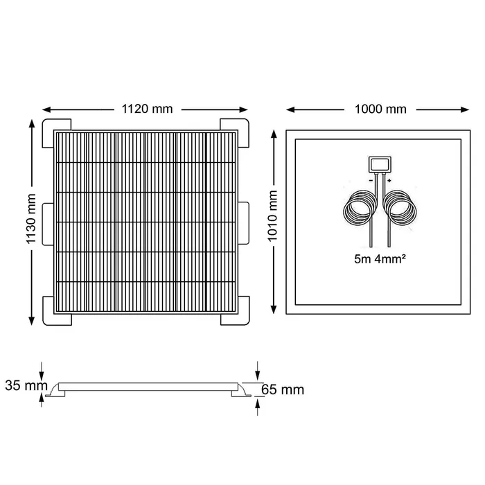 medidas kit solar camper 200w cuadrado