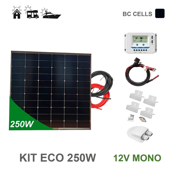 kit solar 250w 12v furgoneta camper viasolar